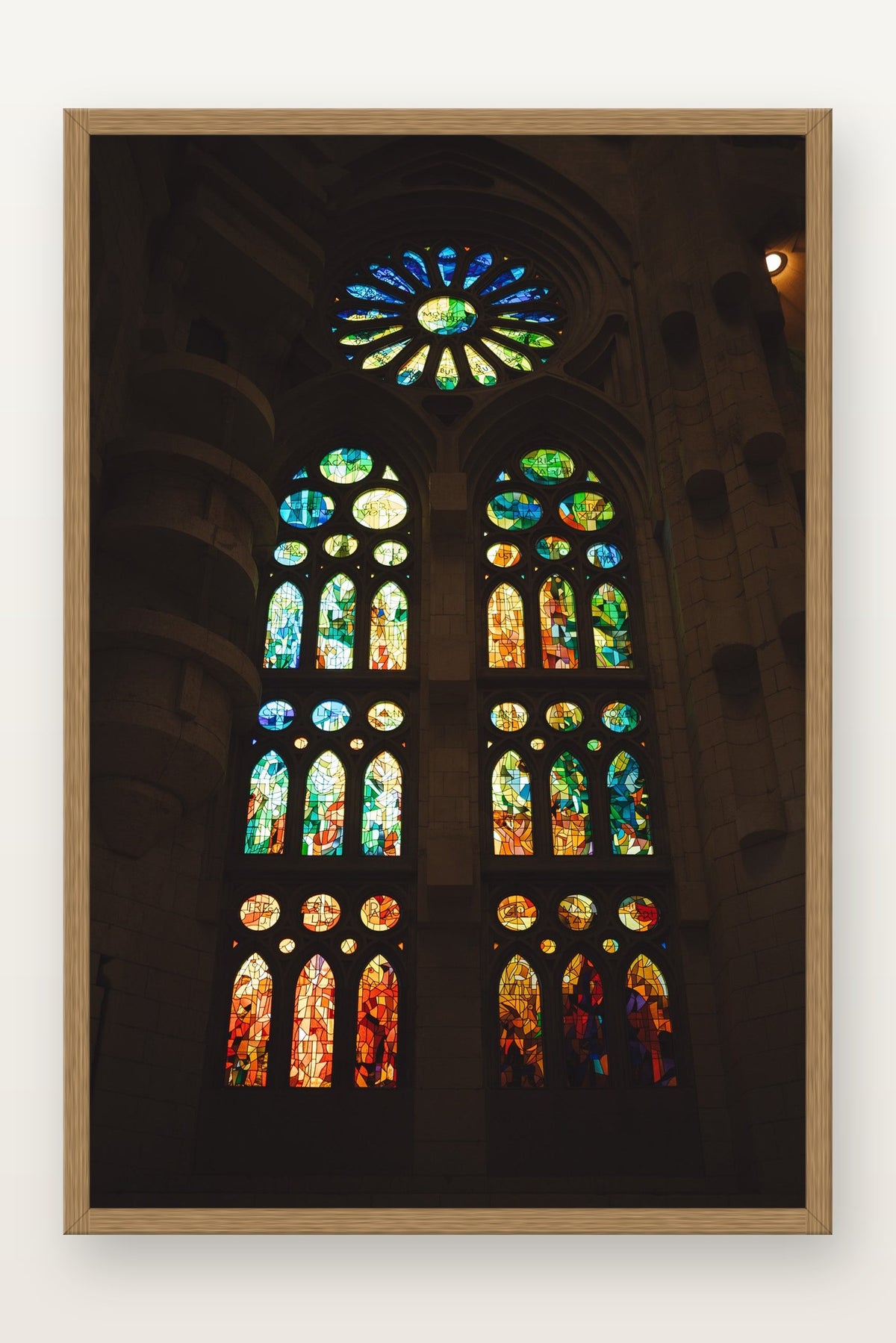 Sagrada Família V em moldura Freijó
