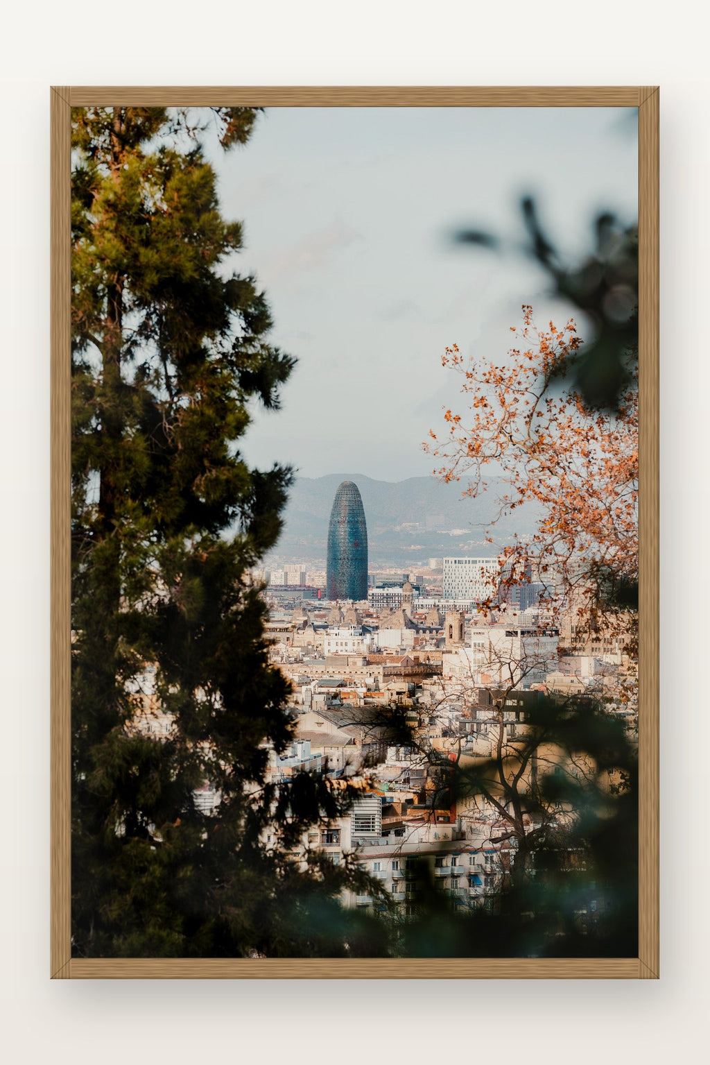 Torre Glòries I em moldura Freijó