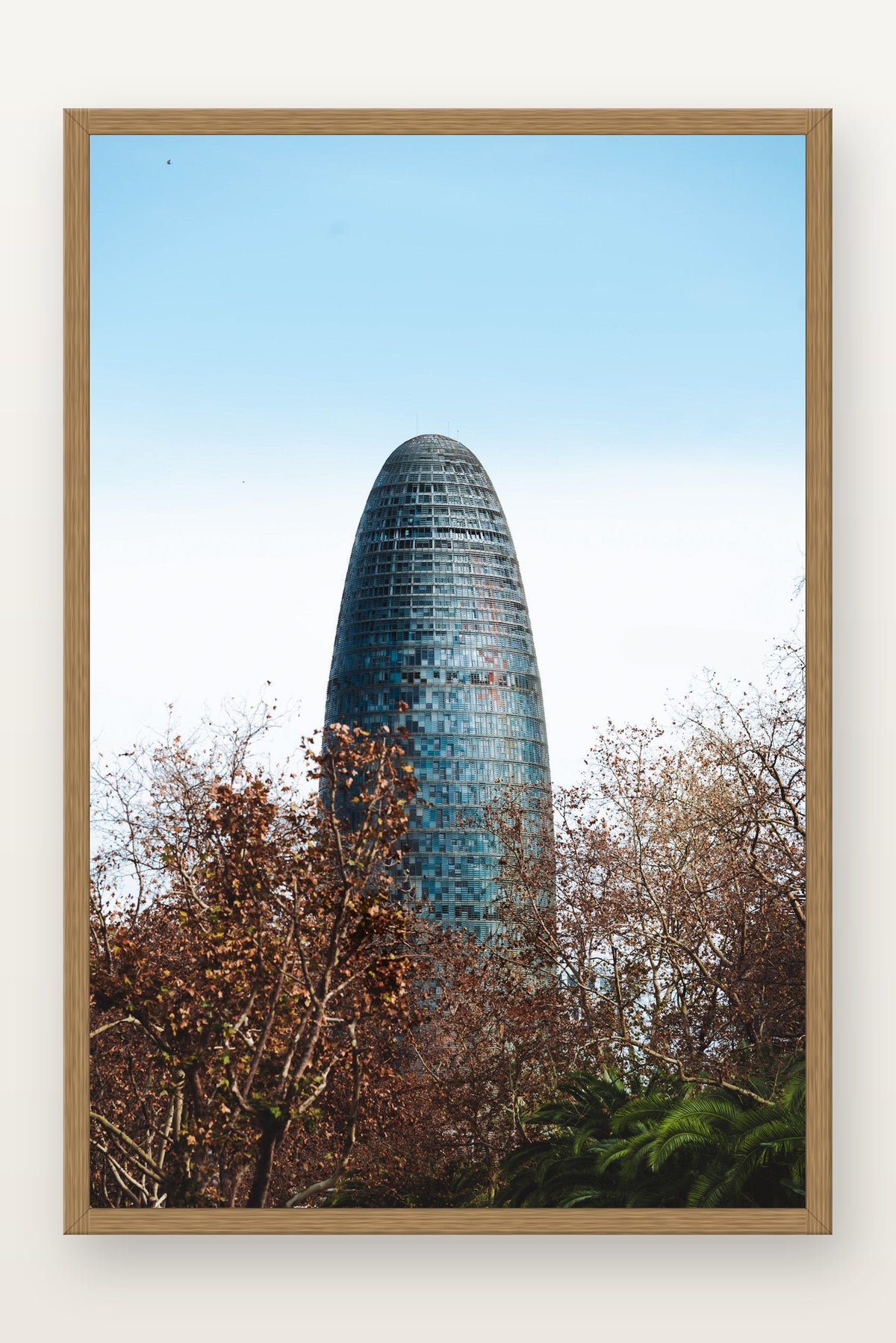 Torre Glòries II em moldura Freijó
